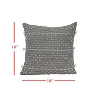 Gray Stripe and Diamond Embroidered Outdoor Pillow