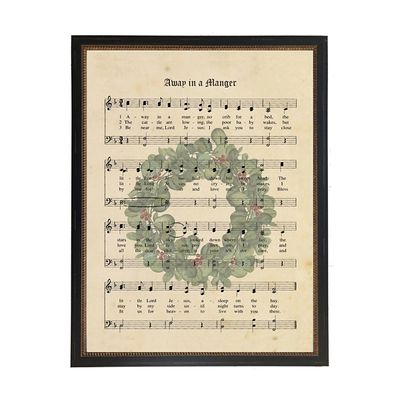 Away in a Manger Hymn Framed Christmas Art Print