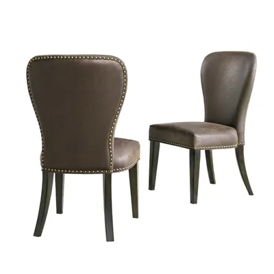 Sevana Brown Faux Leather Dining Chairs, Set of 2