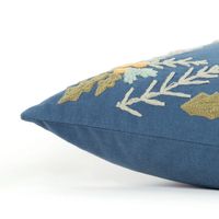 Blue Hello Fall Embroidered Pillow