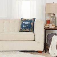 Blue Hello Fall Embroidered Pillow