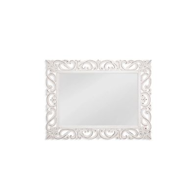 Whitewash Scrolled Frame Rectangle Wall Mirror