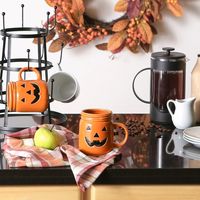 Orange Jack O Lantern 2-pc. Ceramic Mug Set