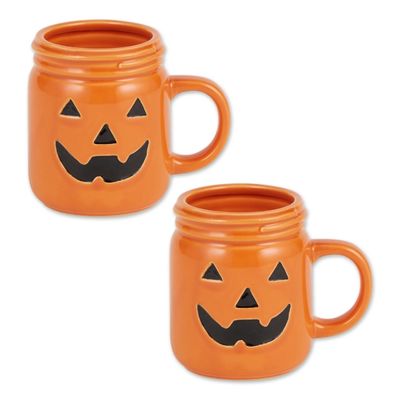 Orange Jack O Lantern 2-pc. Ceramic Mug Set