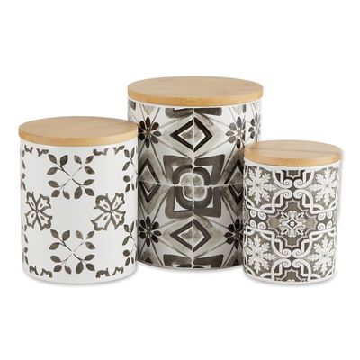 Charcoal Tile 3-pc. Bamboo Lid Jar Set