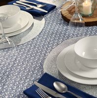 Blue Mini Diamond Fringe End Table Runner, 108 in.