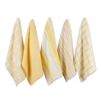 Yellow Woven Assorted Dishtowels, Set of 5