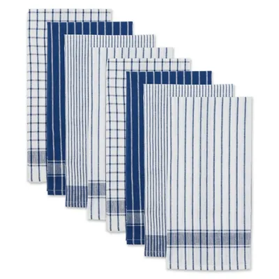 Nautical Blue Basic Assorted Dishtowels, Set of 8