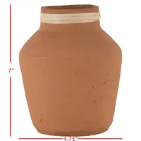 Rattan Rim Hand-Thrown Terracotta Vase