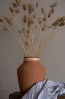 Rattan Rim Hand-Thrown Terracotta Vase