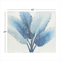 Blue Leaves Coastal Metal Art Print