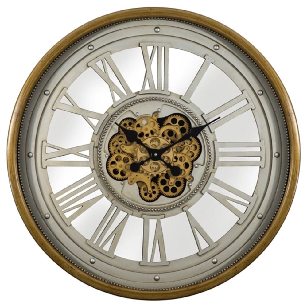 Gold Moving Gears Open Wall Clock