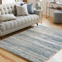 Blue Abstract Soft Lines Area Rug, 5x8