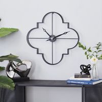 Black Quatrefoil Iron Cut-Out Wall Clock