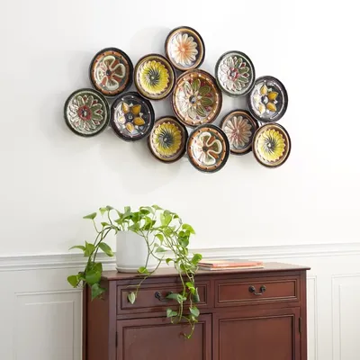 Southwestern Floral Ceramic Plates Wall Plaque