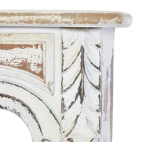 White Distressed Carved Wood Acanthus Wall Shelf