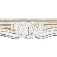 White Distressed Carved Wood Acanthus Wall Shelf