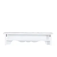 White Distressed Carved Wood Acanthus Wall Shelf