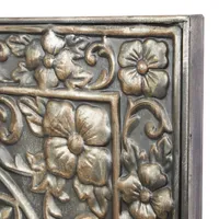 Silver Metal Floral Scrollwork Wall Plaque