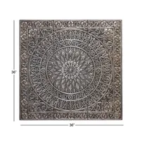 Silver Metal Floral Scrollwork Wall Plaque