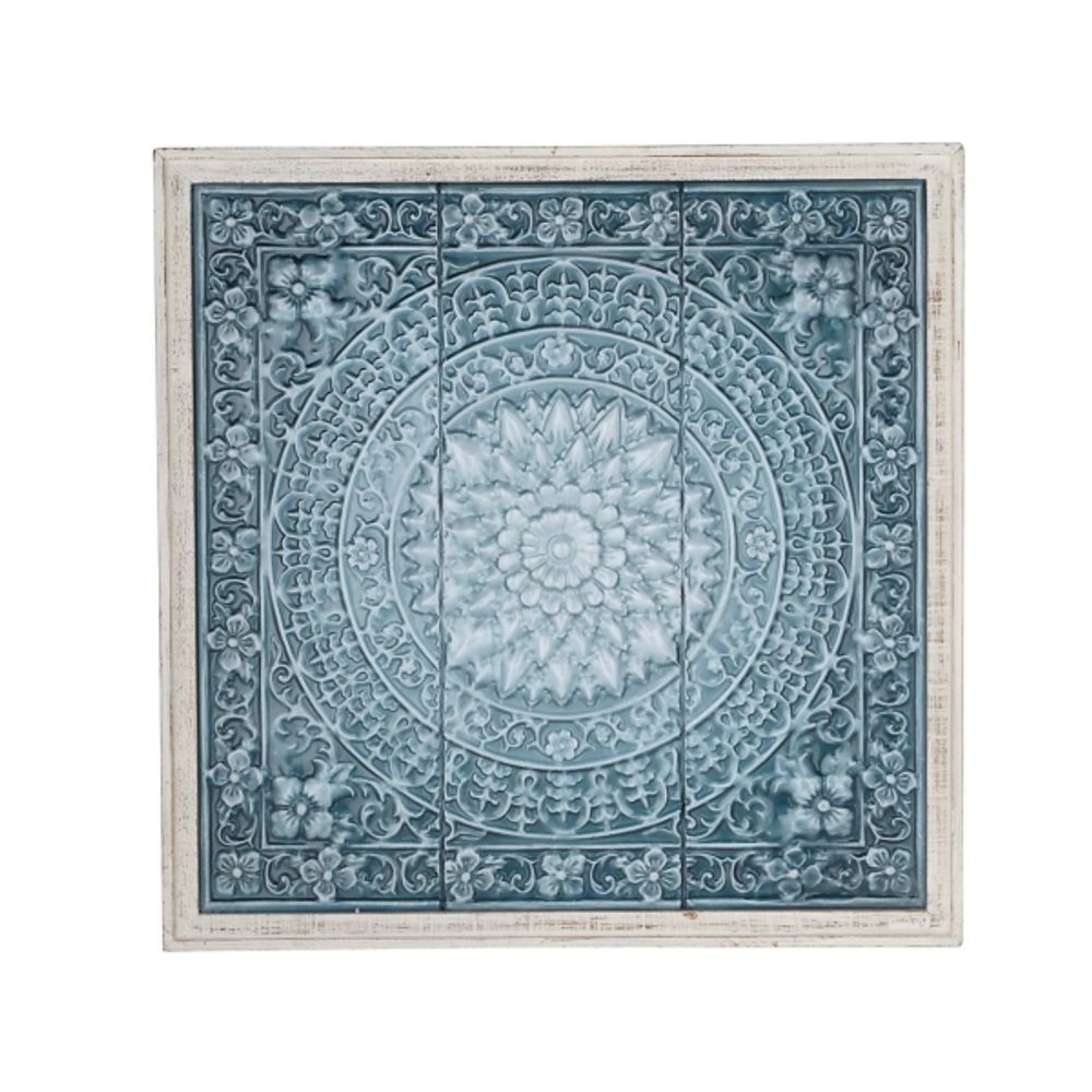 Turquoise Iron Floral Scrollwork Wall Plaque