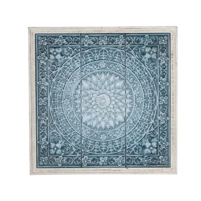 Turquoise Iron Floral Scrollwork Wall Plaque