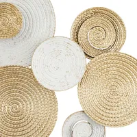 Gold and White Round Layered Plates Wall Sculpture