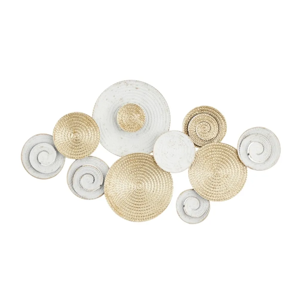 Gold and White Round Layered Plates Wall Sculpture