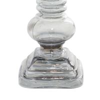 Gray Clear Glass Column Candle Holders, Set of 2