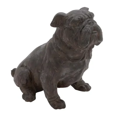 Dark Brown Bulldog Statue, 17 in.