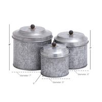 Galvanized Metal 3-pc. Decorative Jar Set