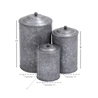 Galvanized Metal Lid 3-pc. Decorative Jar Set