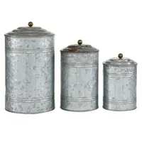 Galvanized Metal Lid 3-pc. Decorative Jar Set