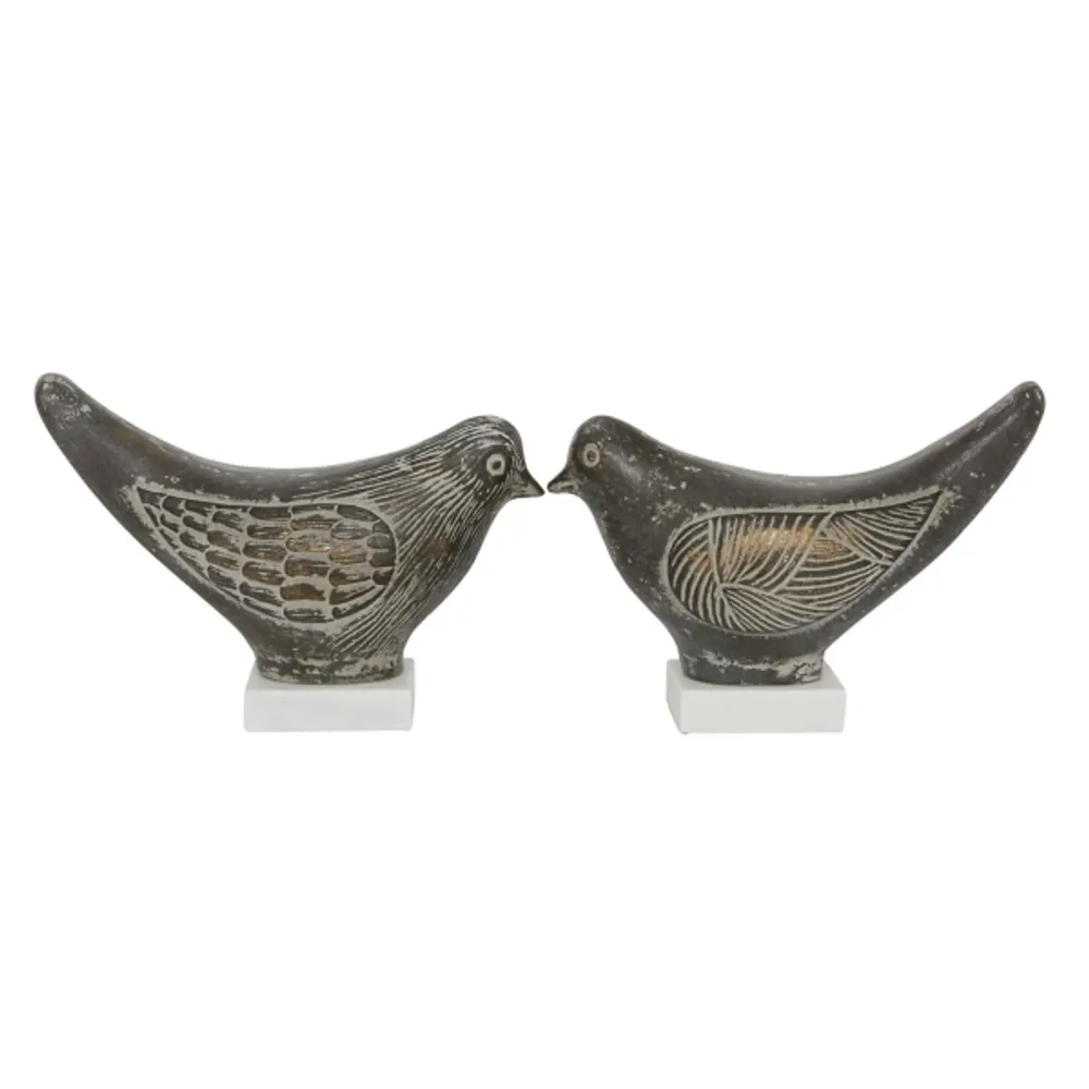 Rustic Etched Birds 2-pc. Figurine Set