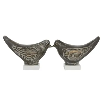 Rustic Etched Birds 2-pc. Figurine Set