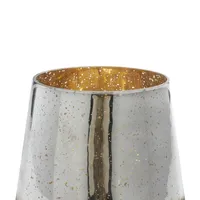 Silver and Gold Pillar Candle Holder, 7 in.