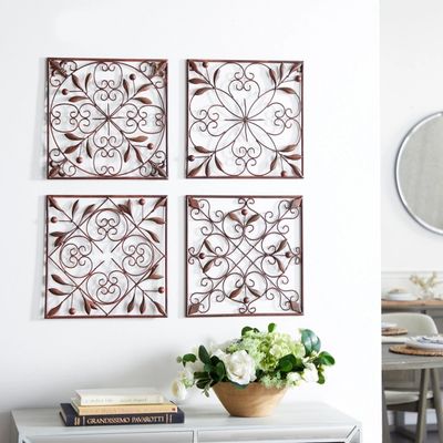 Bronze Scrollwork 4-pc. Panel Wall Art