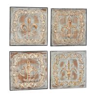 Aged Brass Fleur-De-Lis 4-pc. Panel Wall Art