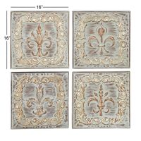 Aged Brass Fleur-De-Lis 4-pc. Panel Wall Art