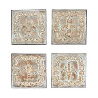 Aged Brass Fleur-De-Lis 4-pc. Panel Wall Art