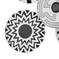 Black and White Layered Plates Wall Sculpture