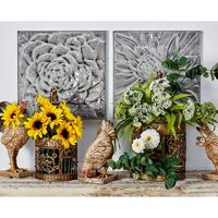 Glazed Gray Iron Carved Floral Plaques, Set of 3