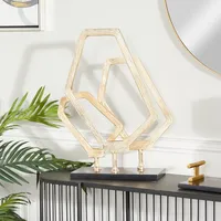 Gold Marble Layered Geometric Loops Statue