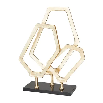 Gold Marble Layered Geometric Loops Statue
