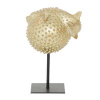 Gold Puffer Fish Sculpture