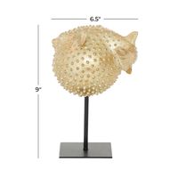 Gold Puffer Fish Sculpture