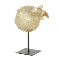 Gold Puffer Fish Sculpture