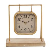 Distressed Gold Frame Square Tabletop Clock