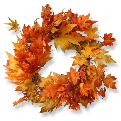 Orange Maple Leaf Fall Foliage Wreath