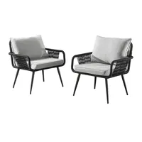 Light Gray Rope Frame 2-pc. Outdoor Arm Chair Set